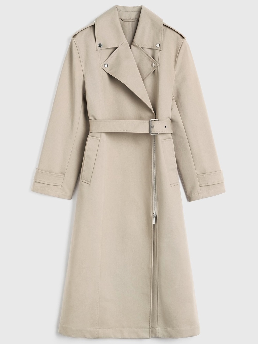 Toteme Organic Cotton Biker Trench Coat with Belt size 42 (L)